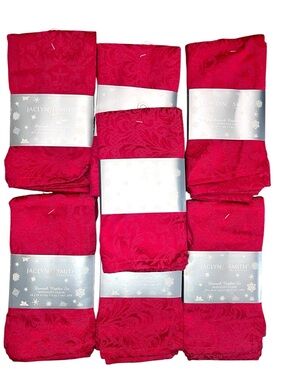 Jaclyn Smith Damask Cloth Napkins 14 Pc Set Red 18x18 New Holiday Table